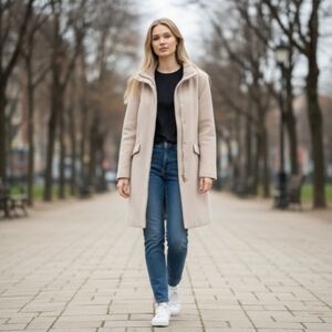 Cole Hann Cream Wool Peacoat 10 NWT